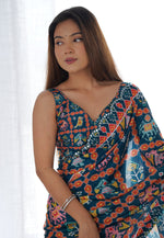 Load image into Gallery viewer, Teal Chinon Saree With Blouse
