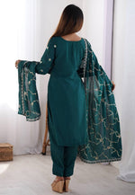 Load image into Gallery viewer, Teal Chinon Silk Readymade Pakistani Suit
