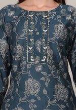 Load image into Gallery viewer, Teal Cotton Kurta Set With Pant

