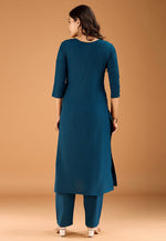 Load image into Gallery viewer, Teal Cotton Kurta Set With Pant
