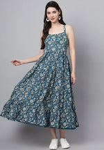 Load image into Gallery viewer, Teal Cotton Printed Gown
