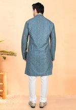 Load image into Gallery viewer, Teal Cotton Rayon Kurta Pajama
