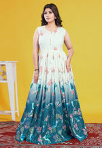 Load image into Gallery viewer, Teal Cotton Readymade Long Anarkali Suit
