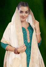 Load image into Gallery viewer, Teal Cotton Readymade Pakistani Suit
