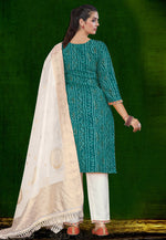 Load image into Gallery viewer, Teal Cotton Readymade Pakistani Suit
