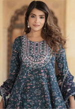 Load image into Gallery viewer, Teal Cotton Readymade Pant Style Suit
