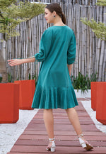 Load image into Gallery viewer, Teal Cotton Short Kurti for Women
