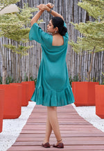 Load image into Gallery viewer, Teal Cotton Short Kurti for Women
