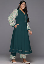 Load image into Gallery viewer, Teal Crepe Readymade Anarkali Suit
