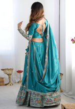 Load image into Gallery viewer, Teal Crepe Silk Navratri Chaniya Choli
