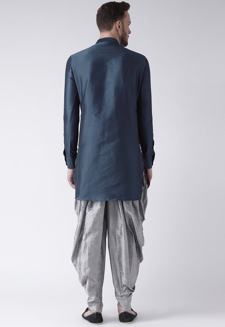 Teal Dupion Silk Dhoti Kurta
