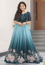 Load image into Gallery viewer, Teal Faux Georgette Gown
