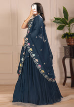 Load image into Gallery viewer, Teal Faux Georgette Lehenga Choli
