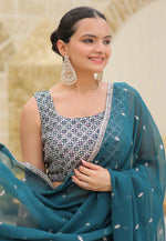 Load image into Gallery viewer, Teal Faux Georgette Lehenga Choli
