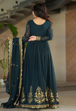 Load image into Gallery viewer, Teal Faux Georgette Readymade Long Anarkali Suit

