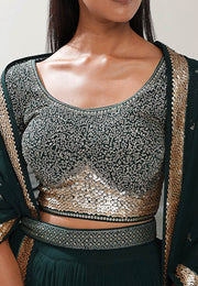 Teal Georgette Lehenga Choli