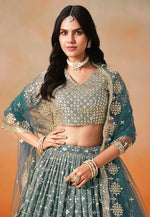 Load image into Gallery viewer, Teal Georgette Lehenga Choli
