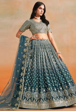 Load image into Gallery viewer, Teal Georgette Lehenga Choli
