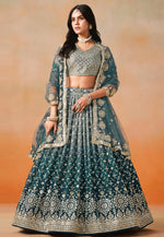 Load image into Gallery viewer, Teal Georgette Lehenga Choli
