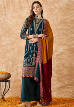 Load image into Gallery viewer, Teal Georgette Long Choli Lehenga
