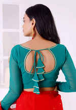 Load image into Gallery viewer, Teal Georgette Readymade Blouse
