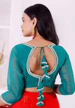 Load image into Gallery viewer, Teal Georgette Readymade Blouse
