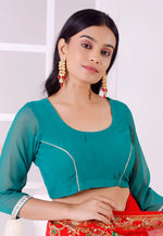 Load image into Gallery viewer, Teal Georgette Readymade Blouse
