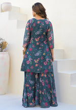 Load image into Gallery viewer, Teal Georgette Readymade Pakistani Suit
