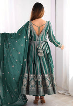 Load image into Gallery viewer, Teal Georgette Readymade Pant Style Suit
