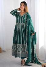 Load image into Gallery viewer, Teal Georgette Readymade Pant Style Suit
