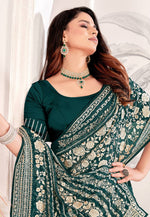 Load image into Gallery viewer, Teal Georgette Saree With Blouse
