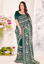 Load image into Gallery viewer, Teal Georgette Saree With Blouse
