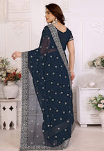 Load image into Gallery viewer, Teal Georgette Saree With Blouse
