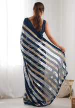 Load image into Gallery viewer, Teal Georgette Saree With Blouse
