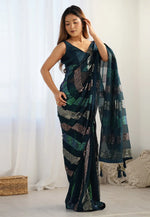 Load image into Gallery viewer, Teal Georgette Sequence Saree
