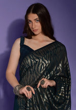 Load image into Gallery viewer, Teal Georgette Sequence Saree