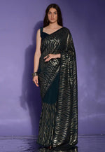 Load image into Gallery viewer, Teal Georgette Sequence Saree
