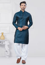 Load image into Gallery viewer, Teal Jacquard Silk Pathani Suit
