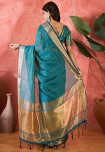 Load image into Gallery viewer, Teal Khadi Saree With Blouse
