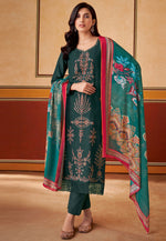 Load image into Gallery viewer, Teal Muslin Pant Style Suit
