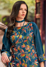 Load image into Gallery viewer, Teal Muslin Pant Style Suit
