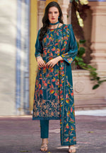 Load image into Gallery viewer, Teal Muslin Pant Style Suit
