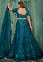 Load image into Gallery viewer, Teal Net Circular Lehenga Choli
