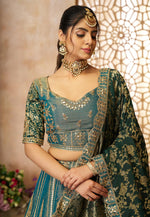 Load image into Gallery viewer, Teal Net Lehenga Choli
