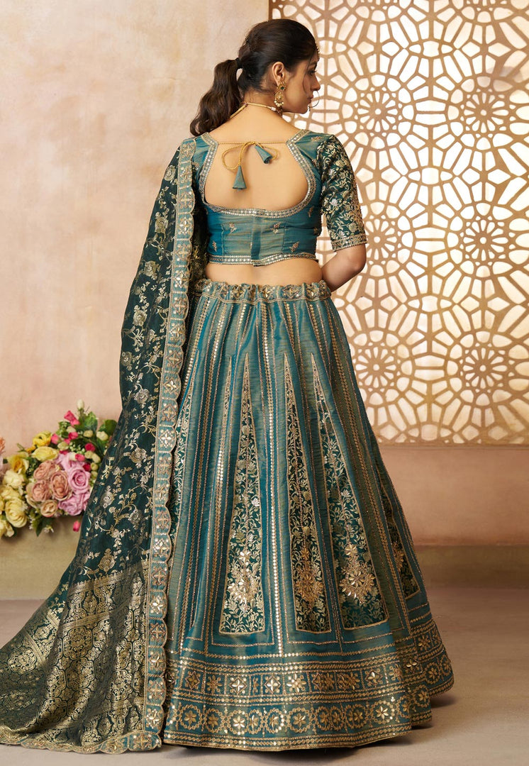 Teal Net Lehenga Choli