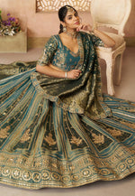 Load image into Gallery viewer, Teal Net Lehenga Choli
