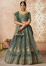 Load image into Gallery viewer, Teal Net Lehenga Choli
