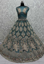 Teal Net Net Wedding Lehenga Choli