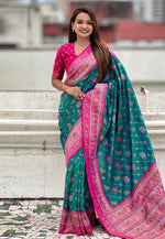 Load image into Gallery viewer, Teal Patola Silk Saree
