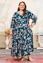 Load image into Gallery viewer, Teal Rayon Printed Long Tunic
